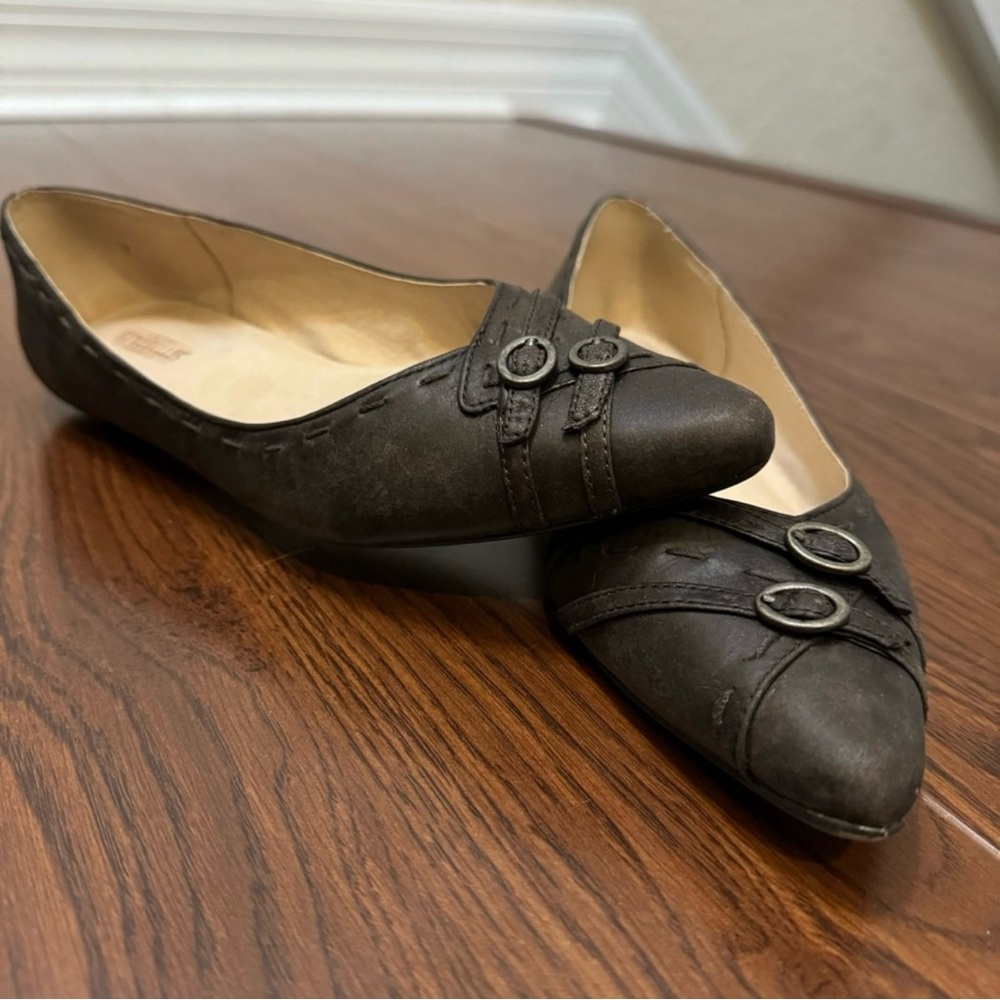 Seychelles Brown Leather Hold Your Fire Ballet Flats Buckle and Stitching Size 7